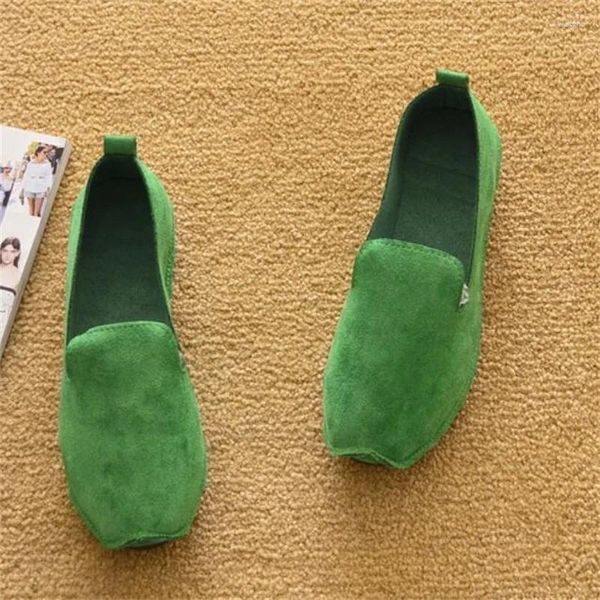 Sıradan Ayakkabı Kadın Daireler Düz Şeker Renkli Kadın Tekne Siyah Loafers Faux Süet bayan Balesi İş İçin 35-40