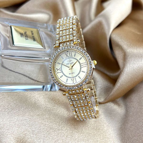 Modischer, mit Diamanten eingelegter Damenquarz voller Diamanten, leichter Luxus der Spitzenklasse, meistverkaufte Uhr, römische Digitaluhr