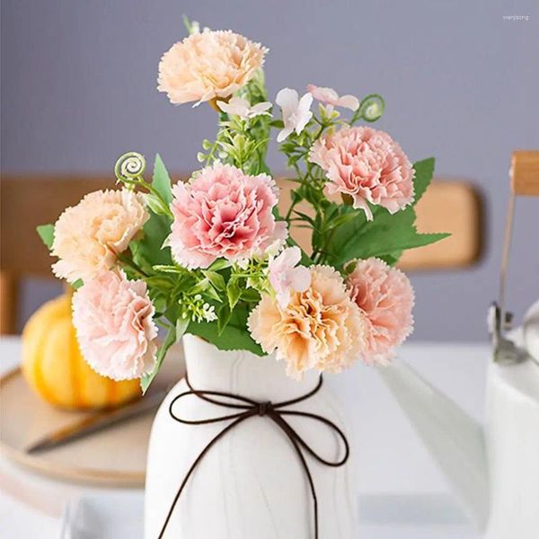 Fiori decorativi Bouquet singolo Garofano Simulazione Fiore che tiene la festa della mamma Regalo degli insegnanti Decorazione della casa