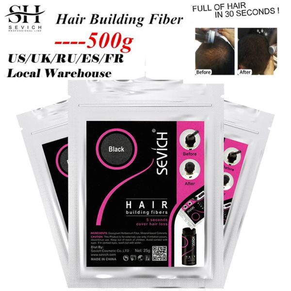 Produkte Sevich 500g Nachfüll-Haarfaser-Anti-Haarausfall-Produkt 10Color Keratin Instant Hair Growth Fiber Nachfüll-Haaraufbau-Faserpulver