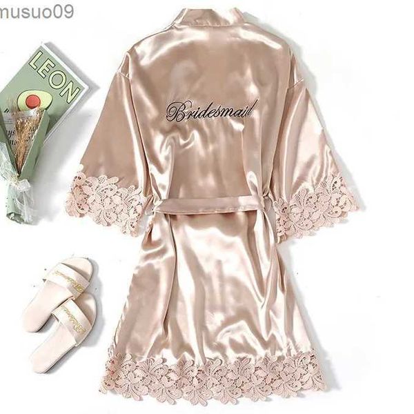 Home Clothing Champagner Braut Brautjungfer Hochzeitskleid Spitze Pyjamas Heimkleid sexy Satin Badezimmerkleid Damennachtkleid Intime Unterwäsche2403