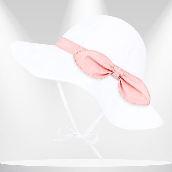 Carino Bow Baby Sun Hat Hat Toddler Girl Hat Beach Hat Regolabile per cappello estivo per estate protezione da sole largo brim neonati 22284 22284