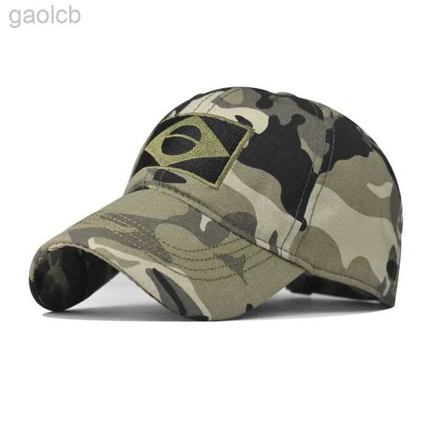 Ampla borda chapéus balde chapéus camuflagem militar mens boné de beisebol mens bordado bandeira brasileira boné esportes ao ar livre tático pai boné casual caça 24323