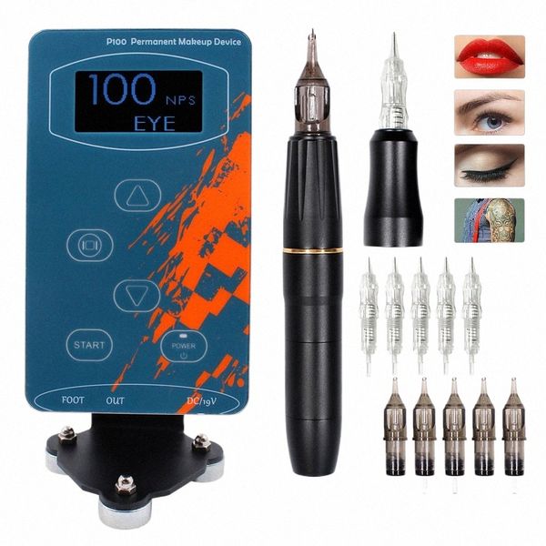 Macchina per trucco permanente a doppio uso per sopracciglia Miroblading Ombreggiatura Eyeliner Lip Microshading Macchina per tatuaggio Pen Gun Kit Z1Rh #