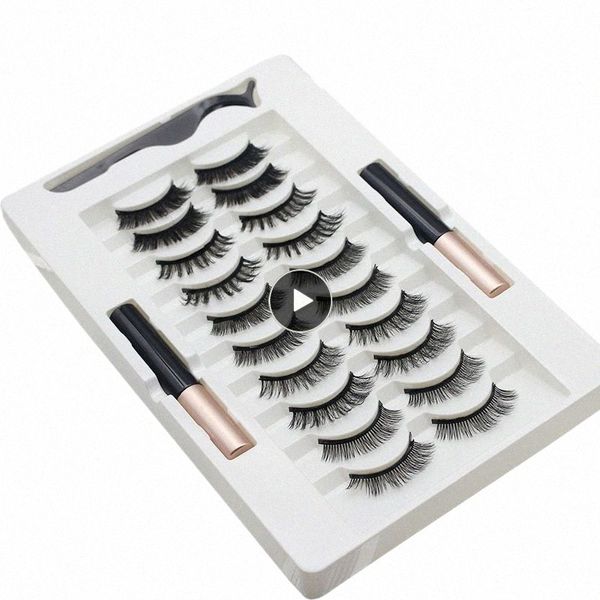 Kit de olhos magnéticos com delineador Natural Grosso Lg Eye Les Extensi Reutilizável Ferramenta de maquiagem de olhos falsos TSLM1 Y5sO #