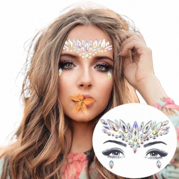 3D Glitter Diamd Makyaj Yüzü Rhineste Geçici Dövmeler Yüz Mücevher Gözleri Sahne Partisi Makyaj Kristal Tepe Dövme Sticker 73B6#