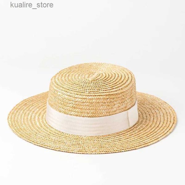 Breite Krempe Hüte Eimer Hüte Frauen Strohhut Weißes Band Schleife Bootsfahrerhut Sommer Fedoras Strand Sonnenhut Damen Hochzeit Kirche Party Hut Kuntucky Derby L240322