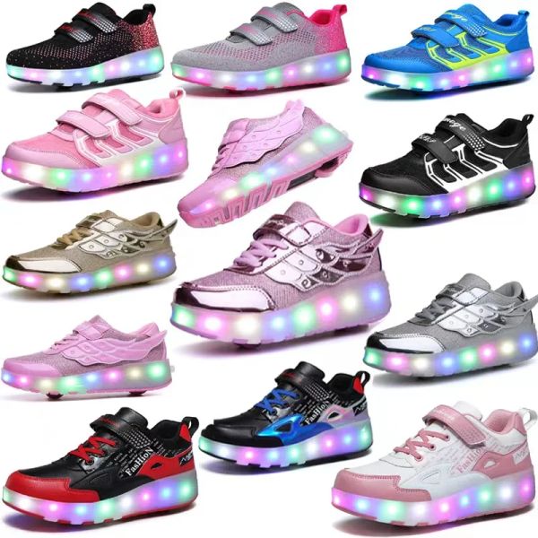 Schuhe blinken Rollschuhe Skates Schuhe für Kinder, 2 Räder, Skating -Sneaker, Fliegerschuh, Atemwesen, Jungen, Mädchen, Kindergeschenk, Outdoor