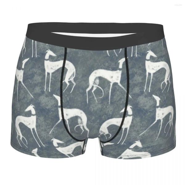 Mutande Galgos bianche Intimo maschile Stampa sexy Personalizzata Levriero Whippet Cane Boxer Pantaloncini Mutandine Traspirante