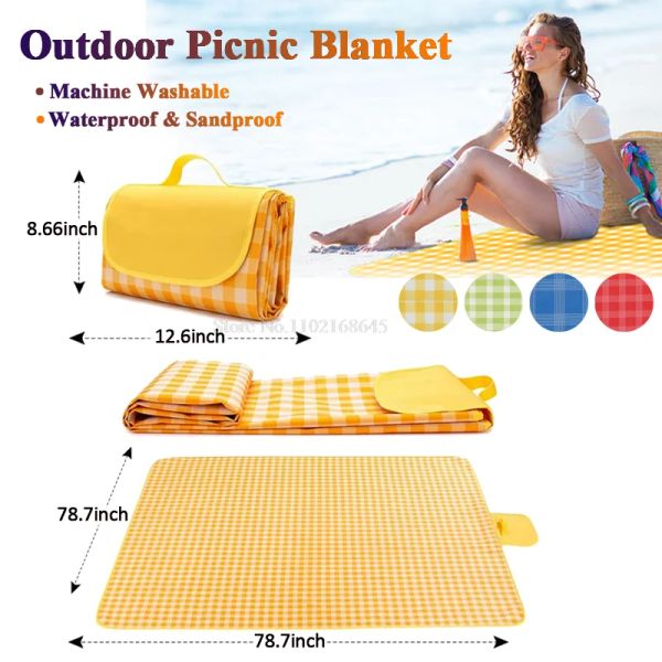 Коврик для пикника на открытом воздухе для путешествий, кемпинга, пешего туризма, пляжное одеяло, большие одеяла для пикника, пескозащитный пляжный коврик, водонепроницаемый, быстросохнущий