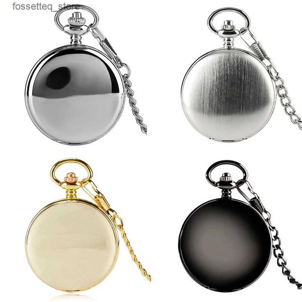 Relógios de bolso Polimento / Escovado Suave Mecânico Mão Enrolamento Bolso Masculino Numerais Romanos Dial Capas Duplas Relógio de Bolso Aberto L240322