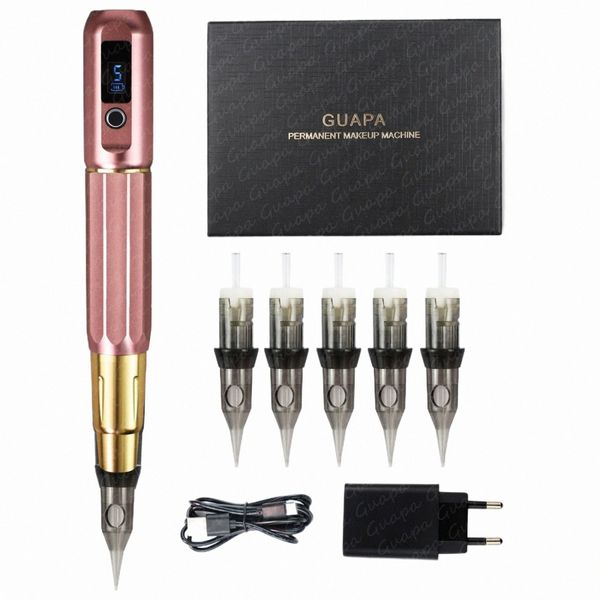 Rose Golden Wirel Rotate Tattoo Machine Kit Multifunctial Profial Permanent Makeup Pen Microblading Brows Lip Supplies M6On #