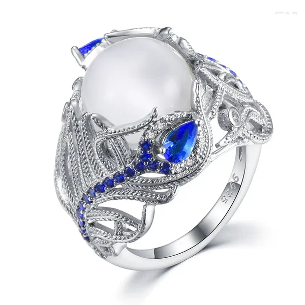 Cluster-Ringe BABYLLNT Einzigartiges Design 925 Sterling Silber Ring Opal Frau Charm Schmuck Geschenk
