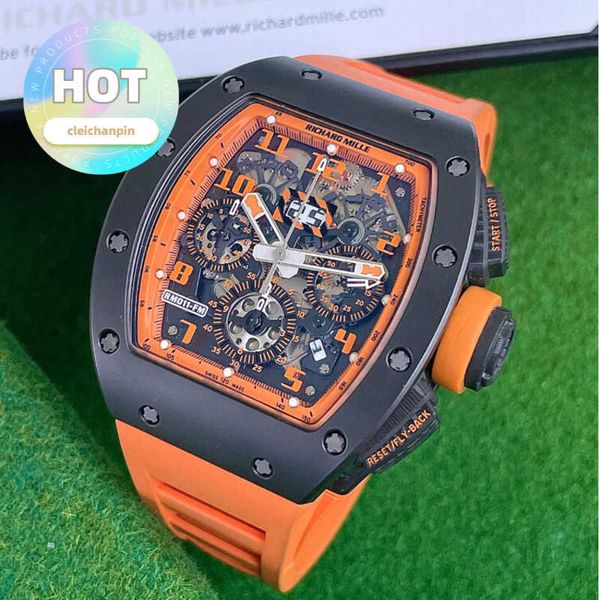 Automatische RM-Armbanduhr Rm011 Orange Storm Black Ceramic Limited Edition 30 Stück Herrenmode Freizeit Business Sport Mechanische Uhr