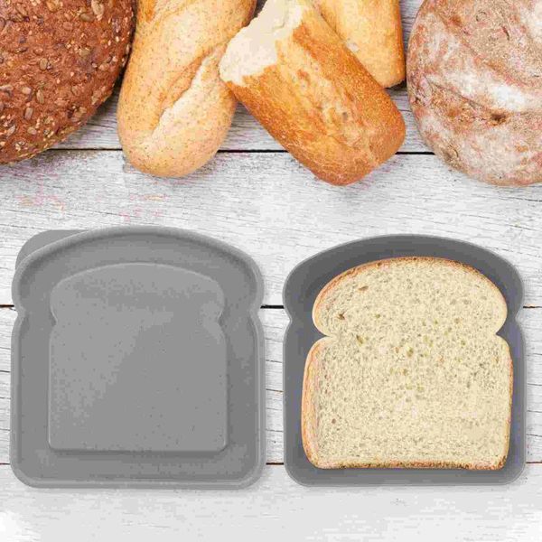 Aufbewahrungsflaschen, 4 Stück, Sandwich-Box, mikrowellengeeignete Behälter mit Deckel, Hamburger-Brötchen, wiederverwendbarer Snack für Erwachsene, Lunchboxen, versiegelt wenig