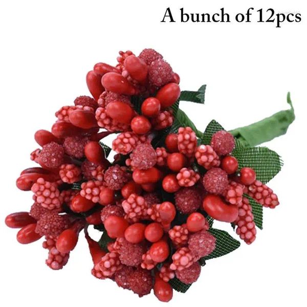 Flores decorativas 1 ramo artificial berry pick diy mini flor falsa para casa jardim festa decoração de casamento