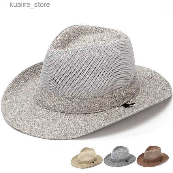 Cappelli a tesa larga Cappelli a secchiello Cappello estivo per uomo Cappello da sole Tempo libero Maglia da esterno Cappello formale Traspirante e fresco Donna Cupola Vacanza al mare Cappello a tesa larga Parasole L240322