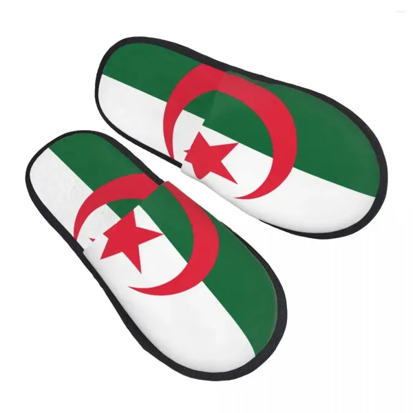 Chinelos Bandeira da Argélia Chinelo para mulheres homens fofo inverno quente interior