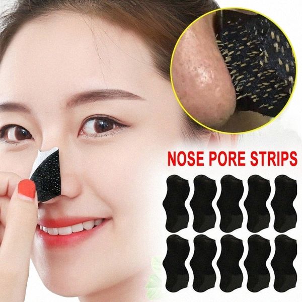 10 Pz Maschera per la rimozione di comedone Strisce nasali Testa nera Naso Dot Spot Peel Off Adesivo Viso Acne Whitehead Maschera per la pulizia dei pori f6KB #