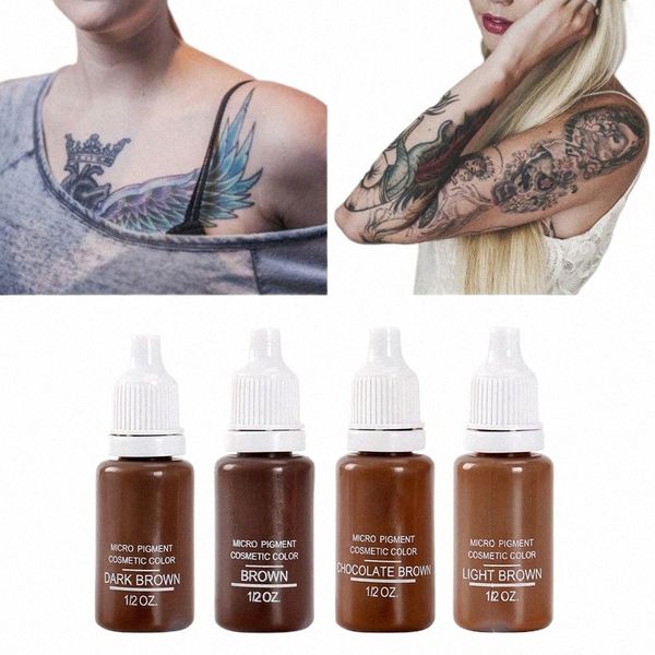 15 ml nero trucco permanente inchiostro del tatuaggio micro pigmenti set kit cosmetico per tatuaggio sopracciglio labbra trucco colore misto 4 colori Y2XQ #