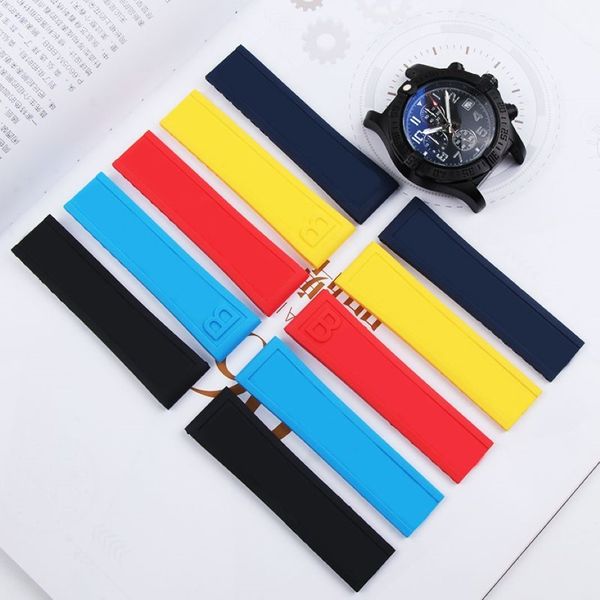 À prova dwaterproof água 22mm borracha silicone pulseira de relógio para breitling avenger série relógios pulseira homem moda preto azul y261e