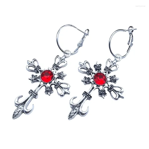 Dangle brincos gótico punk brinco hip hop rock vermelho óleo gotejamento gota de cristal para mulheres moda jóias boate presente