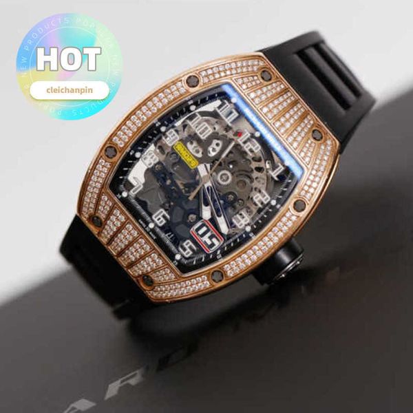 Дизайнерские запястья Watch RM Risteck Whorkatch RM029 серия RM029 Мужчина 18K Rose Gold Diamond Inlaid Watch Hollow Out Dial Automatic