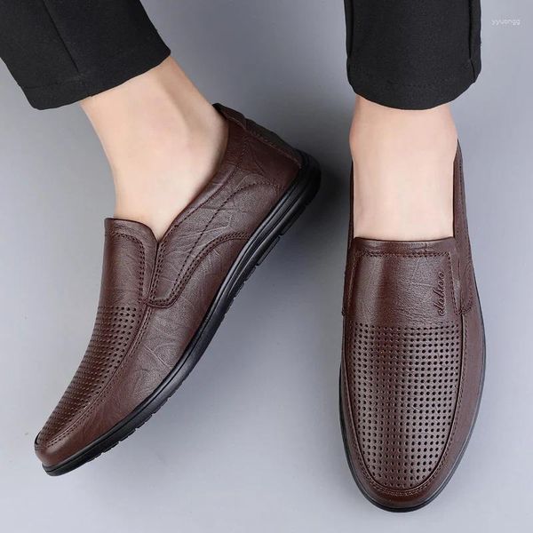 Casual Schuhe Marke Sommer Echtem Leder Frühjahr Männlichen Müßiggänger Kleid Schuh Hohe Qualität männer Slip Auf Bequeme Business Schuhe