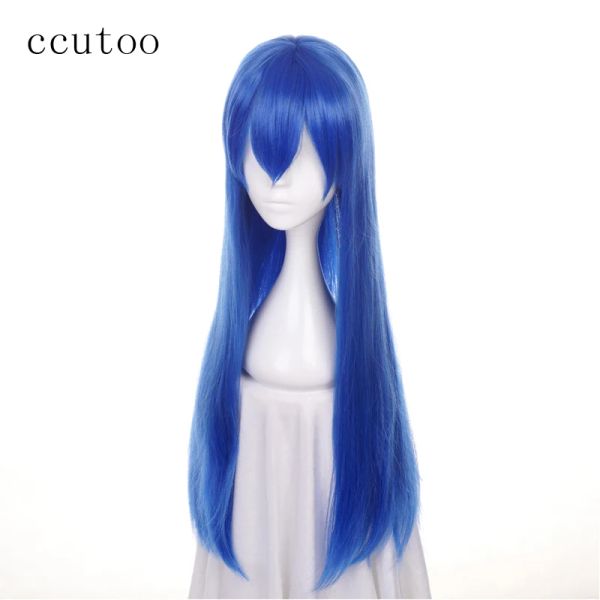 Perucas ccutoo 80cm wendy marvell azul longo reto de cabelo sintético resistência ao calor peruche