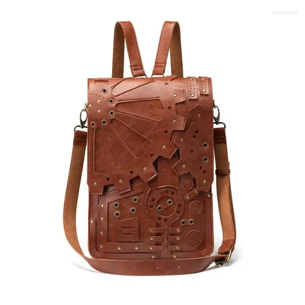 Sacos escolares 2024 estilo saco feminino steampunk engrenagem mochila estudante mochila ao ar livre ombro crossbody mulheres