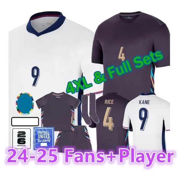 24 25 Maglia da calcio inglese BELLINGHAM RASHFORD KANE 2024 Euro Cup 25 Maglia da calcio Squadra nazionale Home Bianco Trasferta Viola Uomo Bambini Kit Set Donna SAKA RICE FODEN S-4XL88