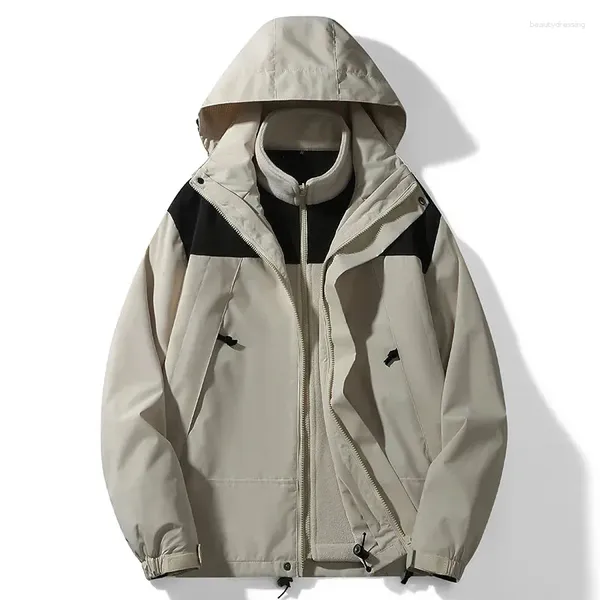 Erkek Ceketler Kapşonlu Ceket Çıkarılabilir Astar Sıcak Açık Kısa Ceket Rüzgar Proof 01015050