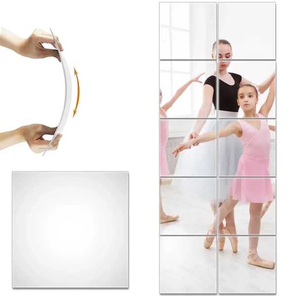 Наклейки 10 шт. зеркальные листы самоклеящиеся не стеклянные зеркала 12x12 дюймов ультратонкие гибкие листы DIY плитка зеркальные наклейки