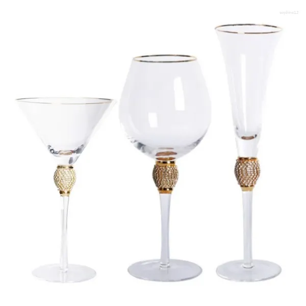 Weingläser-Kollektion, 200–600 ml, Noble Court, luxuriöser Kelch mit Goldeinlage, Diamantglas, handgefertigter Cocktail-Champagner-Becher, Geschenk