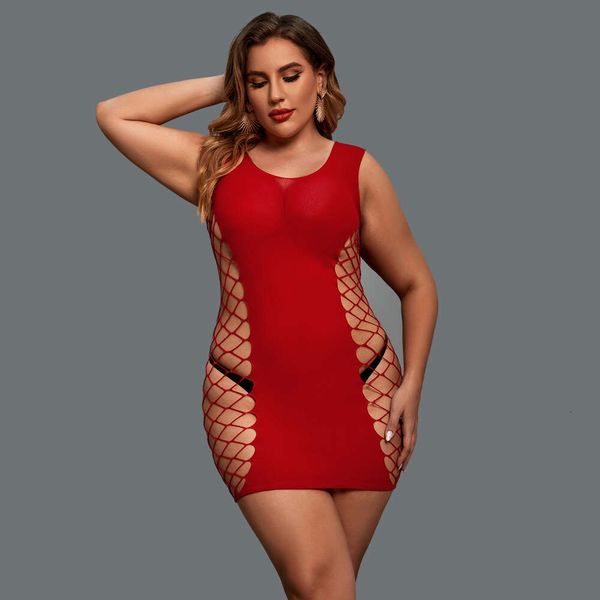 Lingerie tamanho grande, vermelho sexy, pijama erótico grande, roupas de rede, macacões modelo gordo, mulheres sedutoras 963043