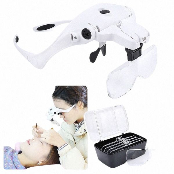 l Lupa 5 Lens USB com lâmpada de luz LED ajustável Headband Eyel Extensi Tools False Les Accories X1Co #