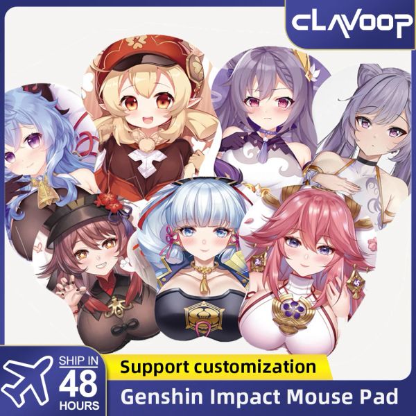 Pads Genshin Mauspad Impact 3D Silikon rutschfeste Matten Brust Mousepad Handgelenkauflage Soft Gel Gaming Playmat Ganyu Zhongli Xiao Geschenk