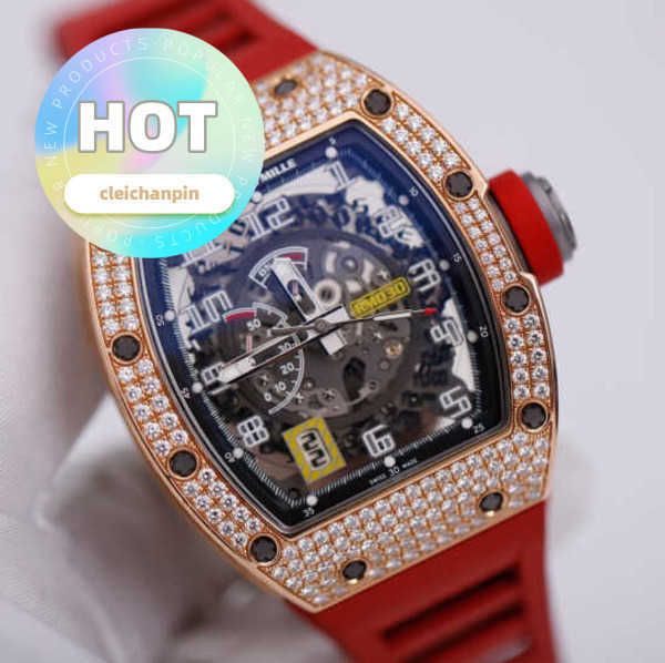 RM Racing Armbanduhr RM030, automatisches mechanisches Uhrenset mit T-Quadrat-Diamant, Roségold, automatische Maschinen von Swiss Famous