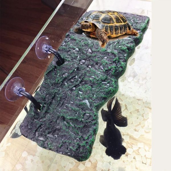 Teile Schildkröten-Aquarium-Dekoration, schwimmen Sie auf und ab durch Wasser, Moos, Kletterinsel, Reptilien-Schildkröte, Sonnenrückseite, Tischhalter