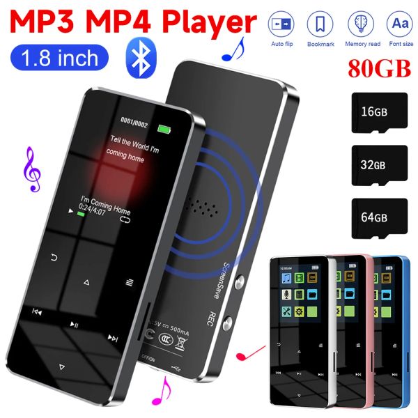 Alto-falantes 1.8 polegadas Touch Screen MP3 MP4 Music Player com / sem Bluetooth 5.0 80GB Builtin Speaker Walkman