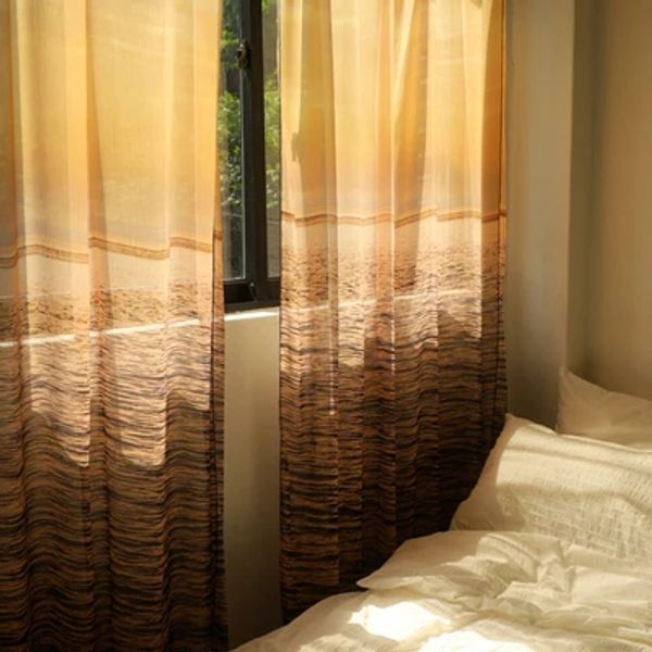 Cortinas lindo pôr do sol arte padrão quarto transmitindo cortinas foto fundo parede pendurado pano porta divisória decoração