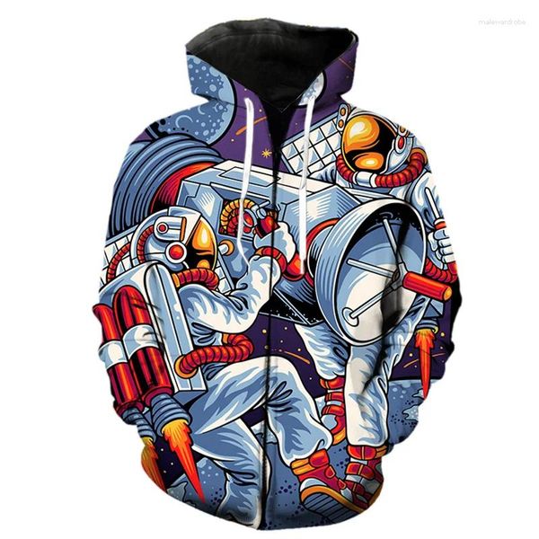 Hoodies masculinos retro dos desenhos animados 3d impressão com zíper hoodie harajuku casual topos com capuz jaquetas legal streetwear camisolas de manga longa