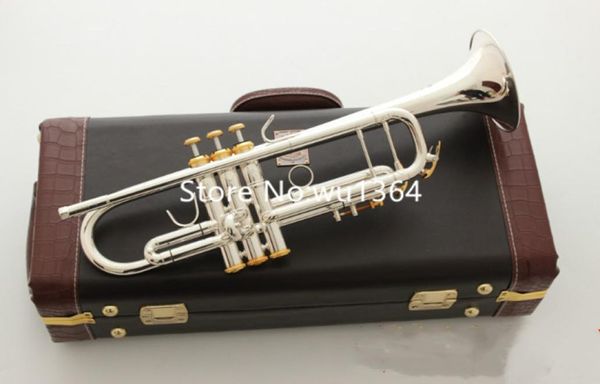 Venda LT180S37 Trompete B Plana Banhado a Prata Instrumentos Musicais de Trompete Profissional com Estojo 8894957