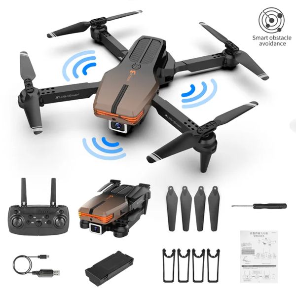 Novo v3 pro mini drone 4k profissional hd câmera dupla fpv evitar obstáculos dron rc quadcopter helicópteros brinquedos para crianças