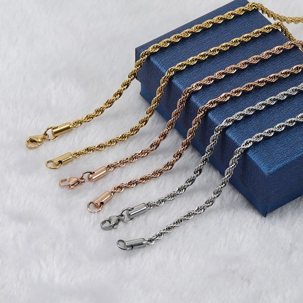 18K echte goldene, geplattte Edelstahl -Kettenkette Halskette geeignet für vielseitige Halsketten für Männer und Frauen 2 mm/2,5 mm/3mm/4mm/5mm/6mm/7mm/8mm