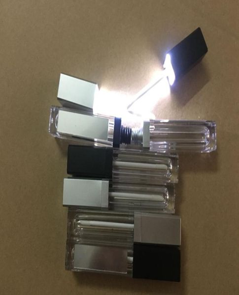 Novo 7ML LED Vazio Lip Gloss Tubos Quadrados Transparentes Lipgloss Recarregáveis Garrafas Recipiente Plástico Lipgloss Maquiagem Embalagem com Mirror7627527