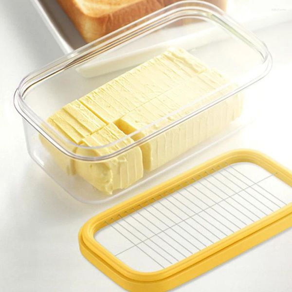 Aufbewahrungsflaschen 1 Stück Käsebehälterhalter mit Schneidnetz Lebensmittelbox Küche versiegeltes rechteckiges Backwerkzeug