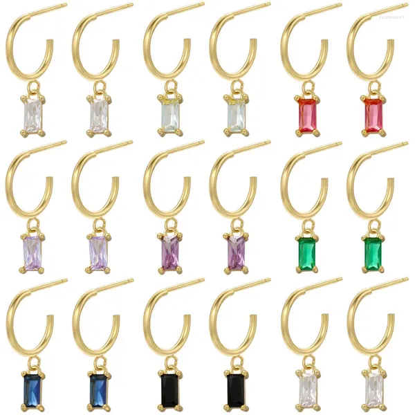 Orecchini pendenti Orecchini pendenti in cristallo quadrato trasparente con zirconi Moda semplice orecchino a goccia geometrico per le donne Accessori di gioielli eleganti