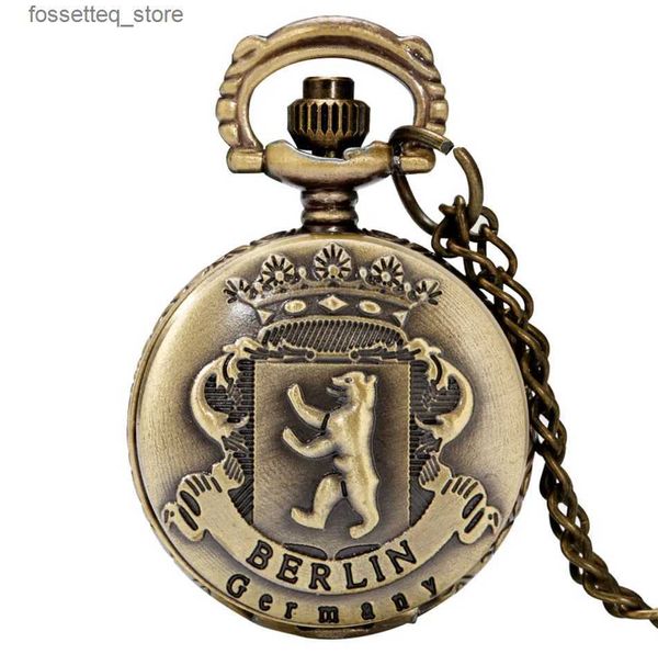 Taschenuhren Kleine Größe Deutschland Berlin Souvenir Halskette Tasche für Kinder La Bronze Halskette Anhänger Uhr L240322