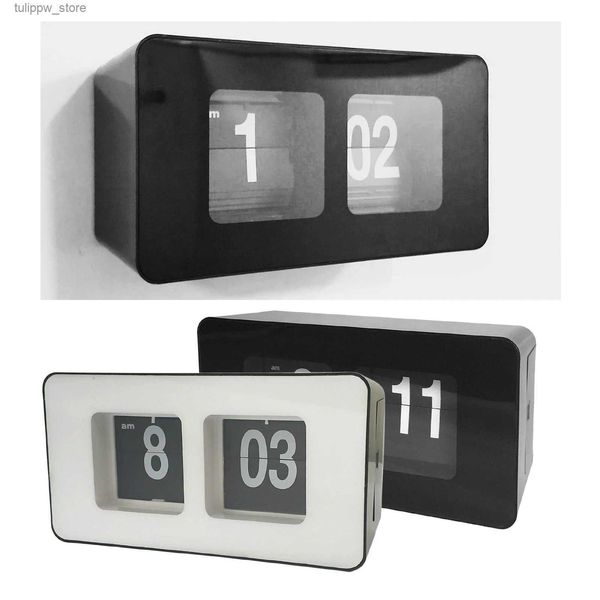 Relógios de mesa de mesa Auto Flip Clock File Down Page Relógios Relógio de mesa Relógio de luz inteligente para casa Flip Clock Desk Tube Grande mesa de alarme vintage L240323